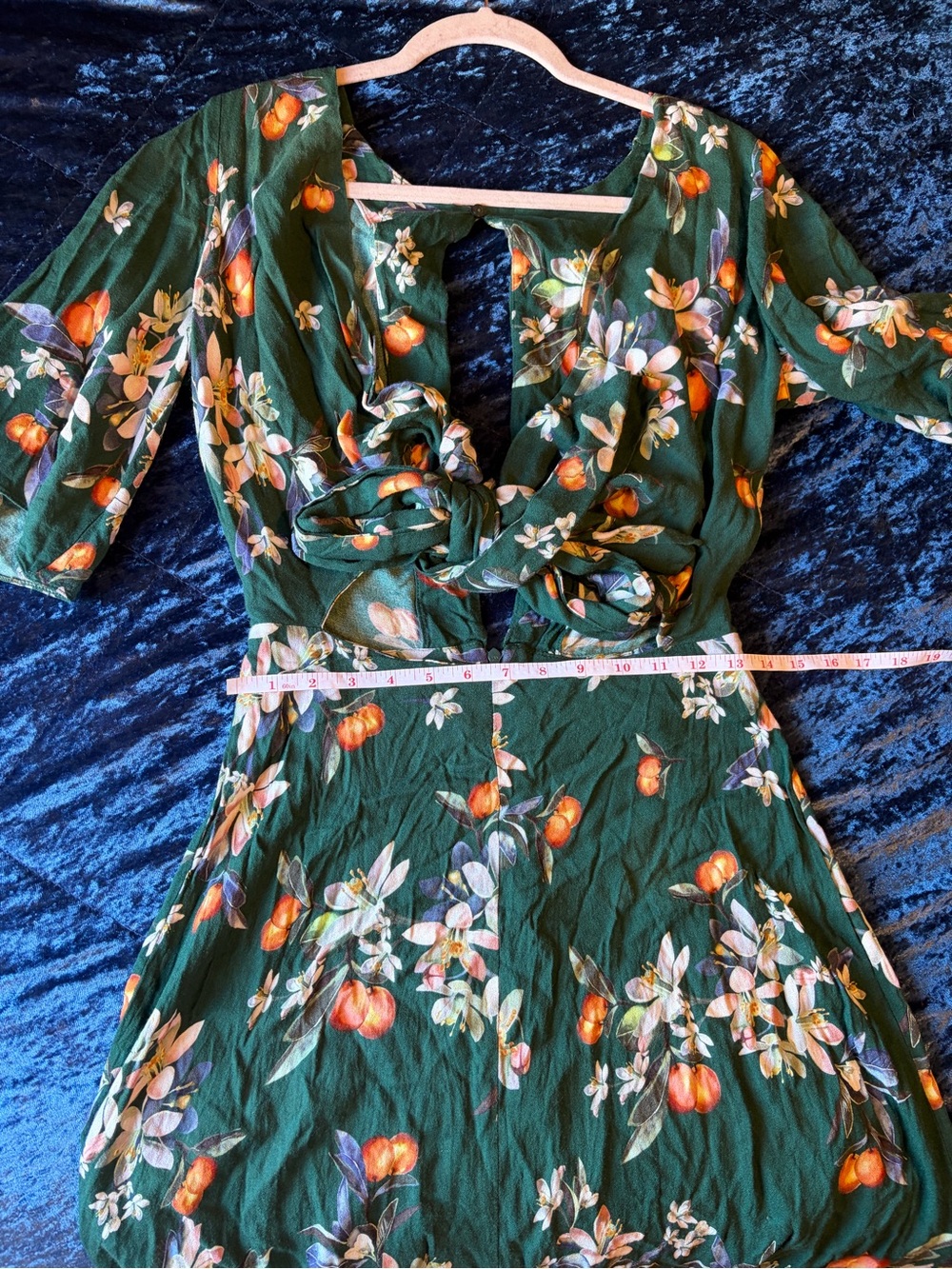 Green Floral Tie-Front Maxi Dress with Flutter Sleeves - Picture 3 of 5